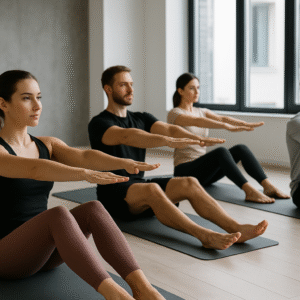 Pilates in een lichte studio